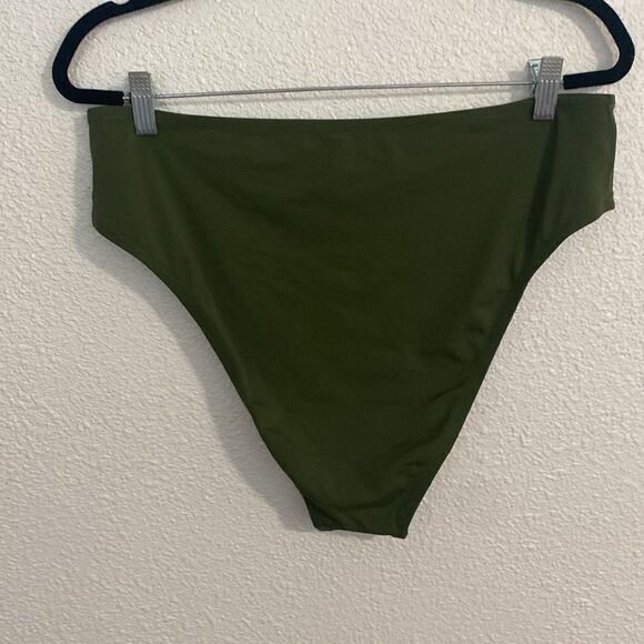 Shade and shore- Dark solid olive green bikini bottoms- high rise- Size XL - Picture 2 of 3